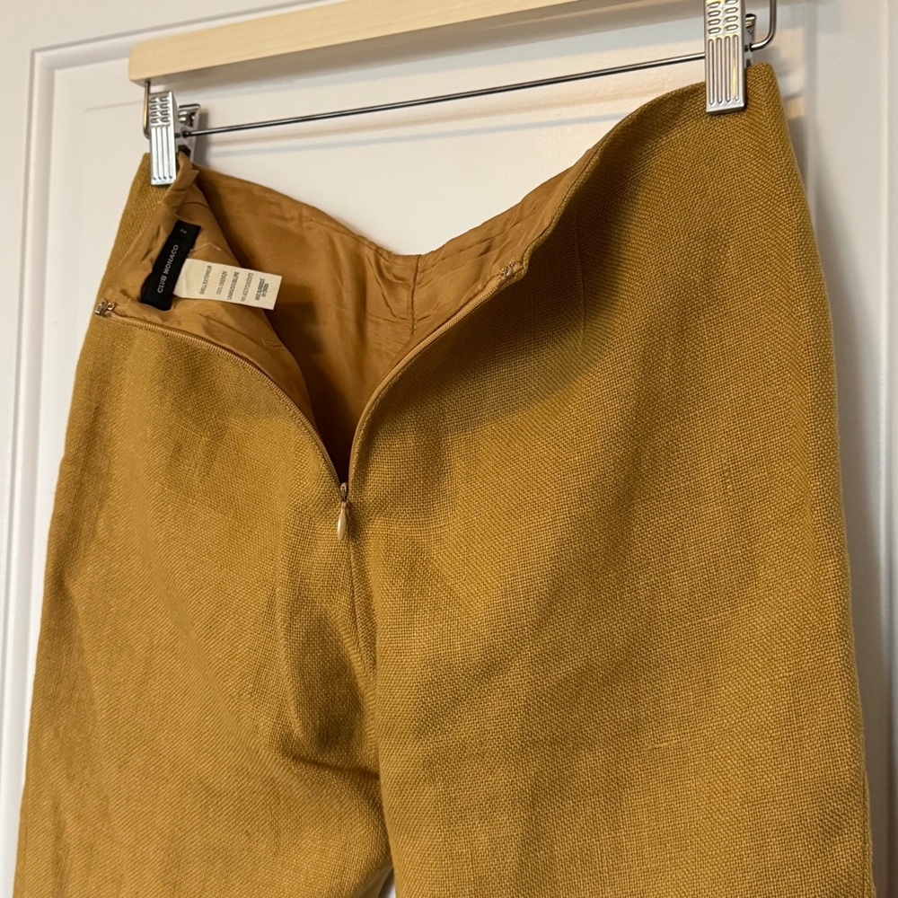 Vintage Club Monaco Tan Mustard Camel Lined Linen Cropped Pants, size 2 - Picture 7 of 9